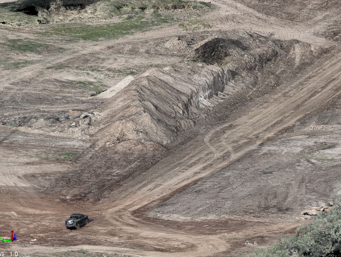 Dense point cloud of a graded slope and haul road