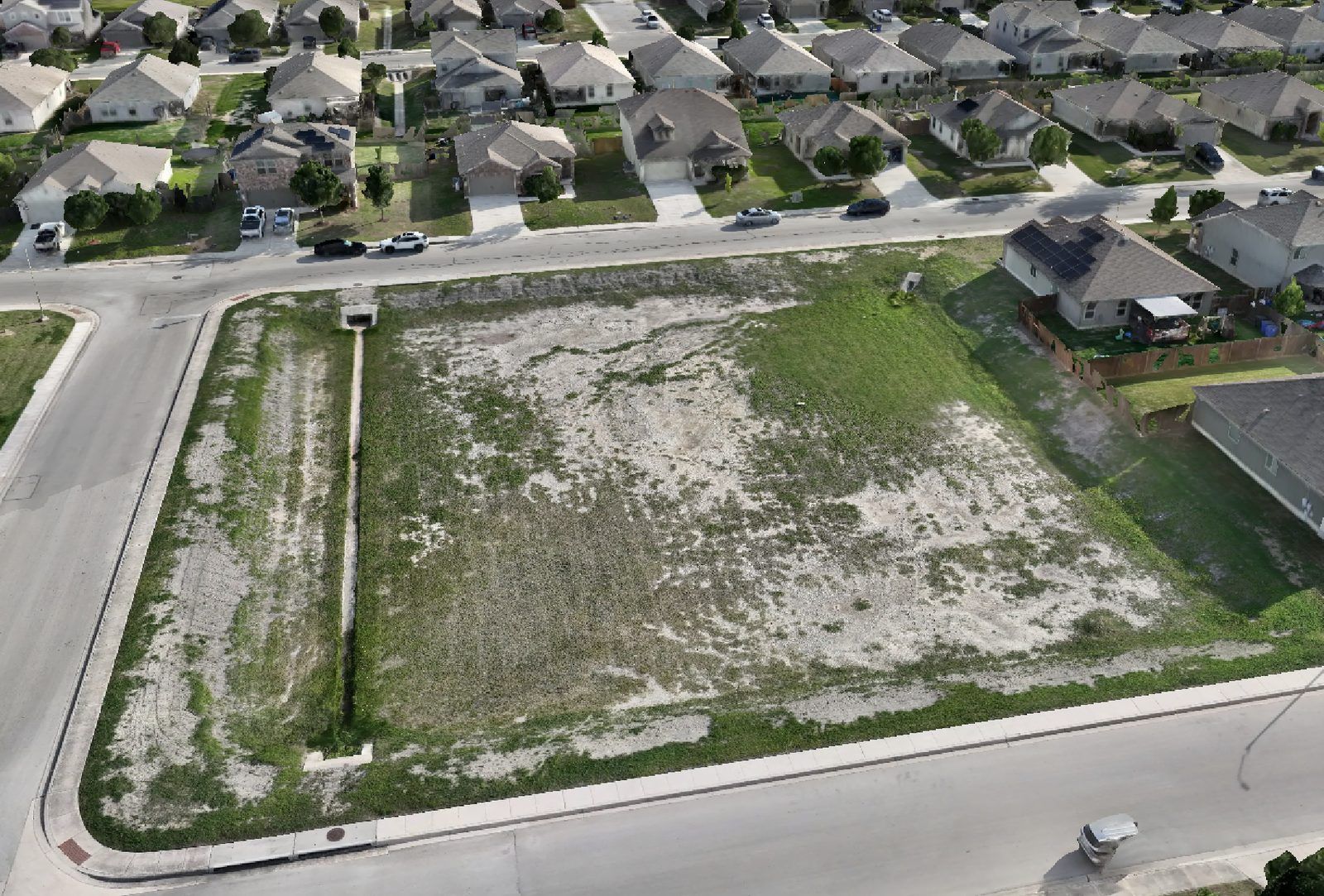Aerial model of a residential subdivision lot