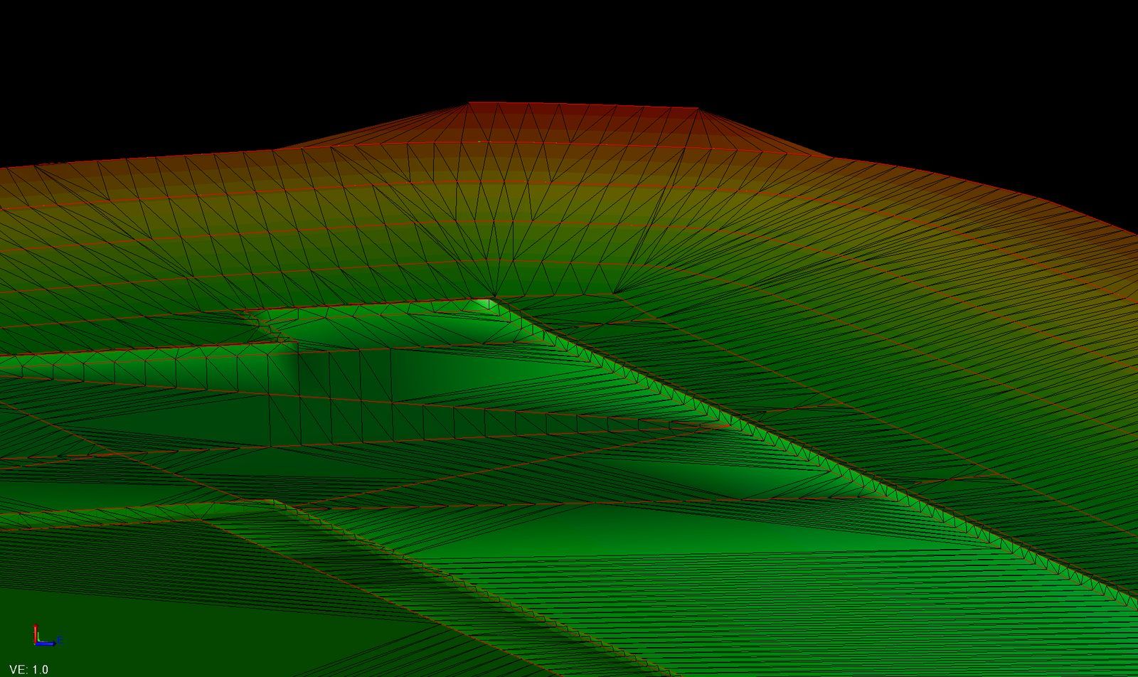 Triangulated surface model with elevation banding